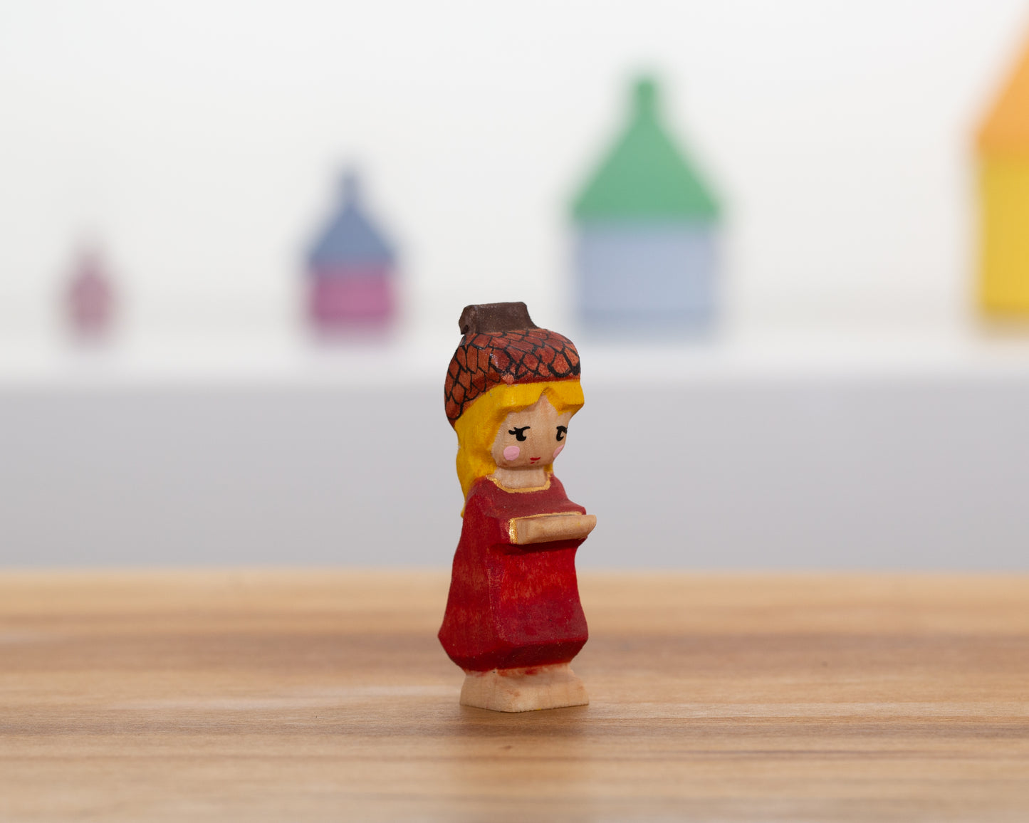 Short Acorn child with blond hair