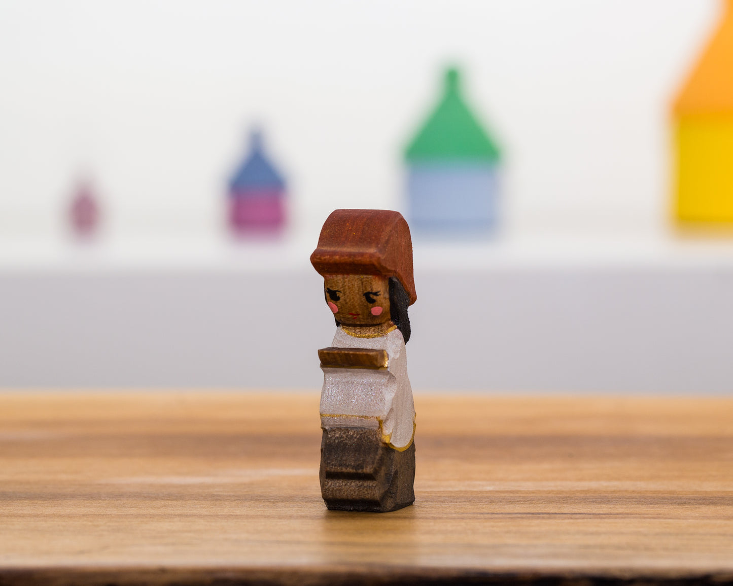 Short Brown cap Mushroom child with black hair