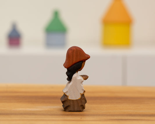 Short Brown cap Mushroom child with black hair