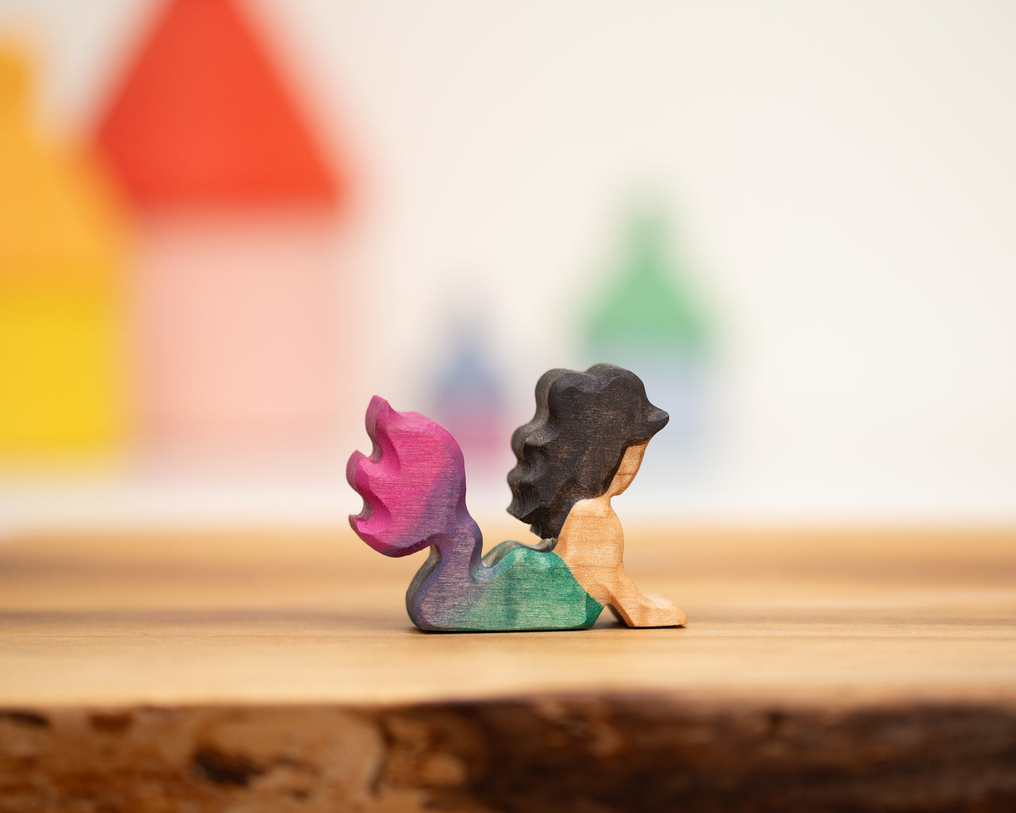 Swimming teal/pink mermaid with black hair